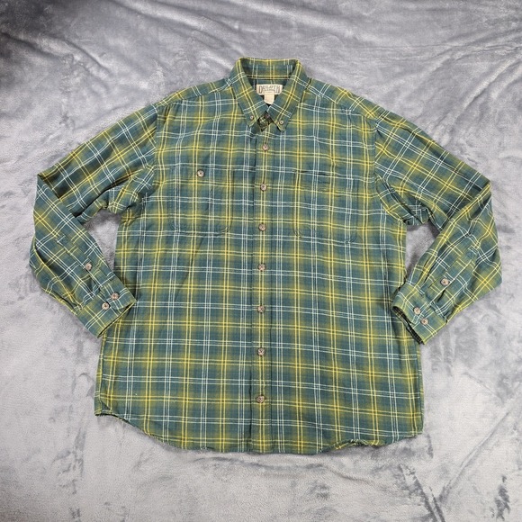 Duluth Free Swingin Flannel Mens XLT Tall Green Plaid Outdoor Relaxed Fit Cotton - Picture 2 of 9